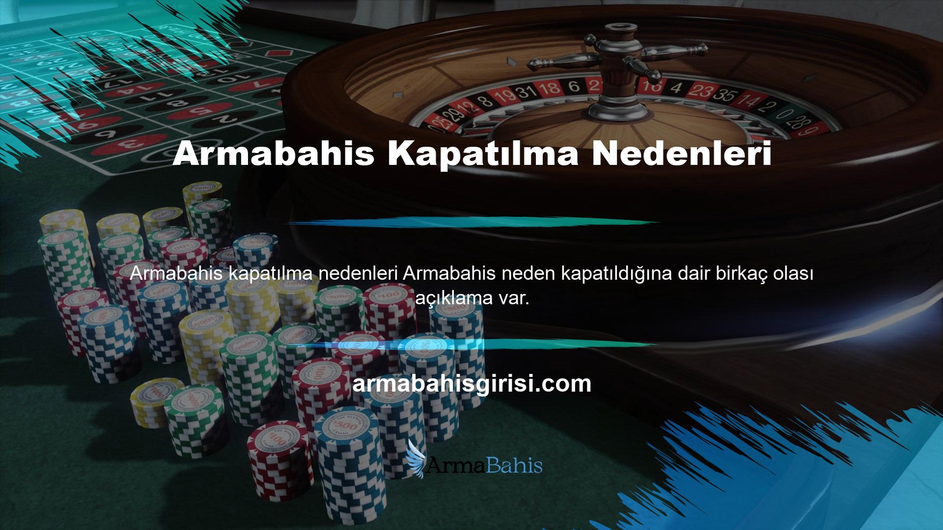 Bu nedenlerden dolayı, Armabahis BTK tarafından yasadışı ilan edildi ve adres onaylandıktan sonra kapatıldı